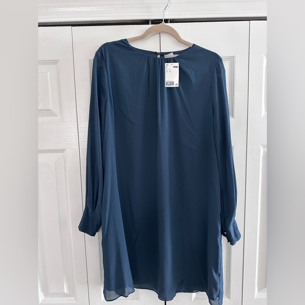 H&M Teal Long-Sleeve Shift Dress